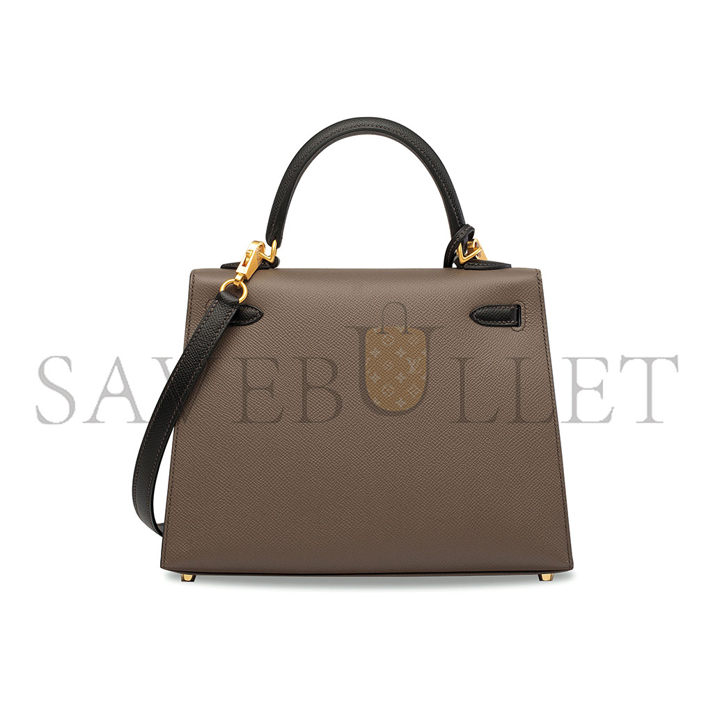 H**mes master black epsom leather sellier kelly 25 with brushed gold hardware (25*17*7cm)